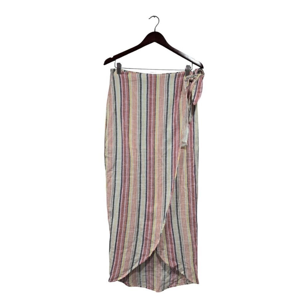 Free People Aubrey Sarong Skirt Sz 6 Boho Coastal Core Striped Wrap Waist Beachy